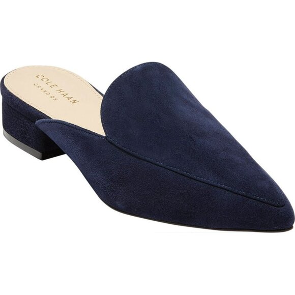 Cole Haan Suede Piper Loafer Mule in Marine Blue Size 8 - Picture 1 of 11